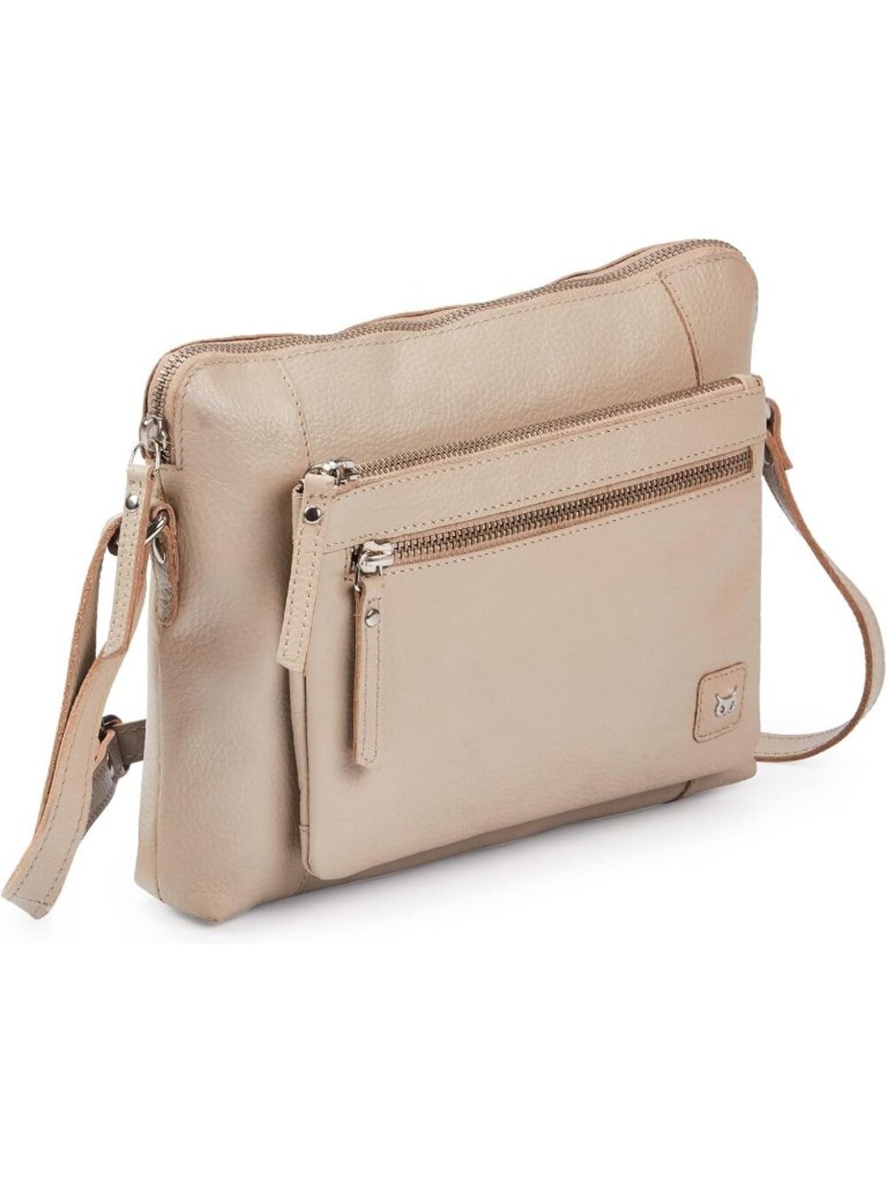 Women's Beige Genuine Leather Sling Purse with Adjustable Strap Crossbody bags